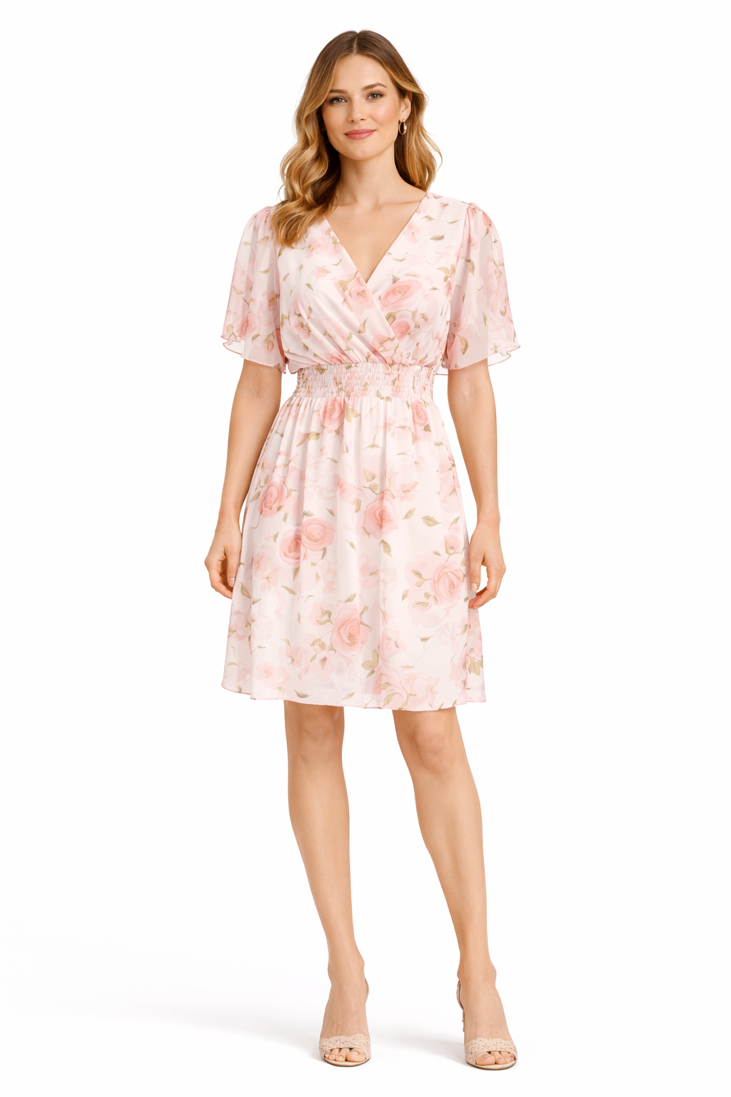 Luna Rose Chiffon Jurk – Roze Bloemenprint 55133