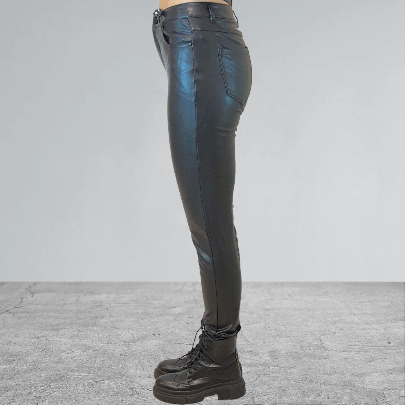 Norfy leatherlook jeans Black VS19070-1-1