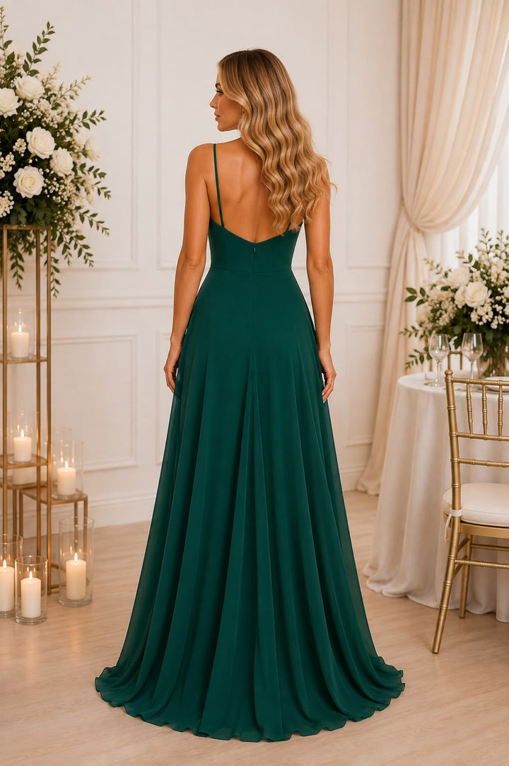Amelia Draped Satin Gown M-8998