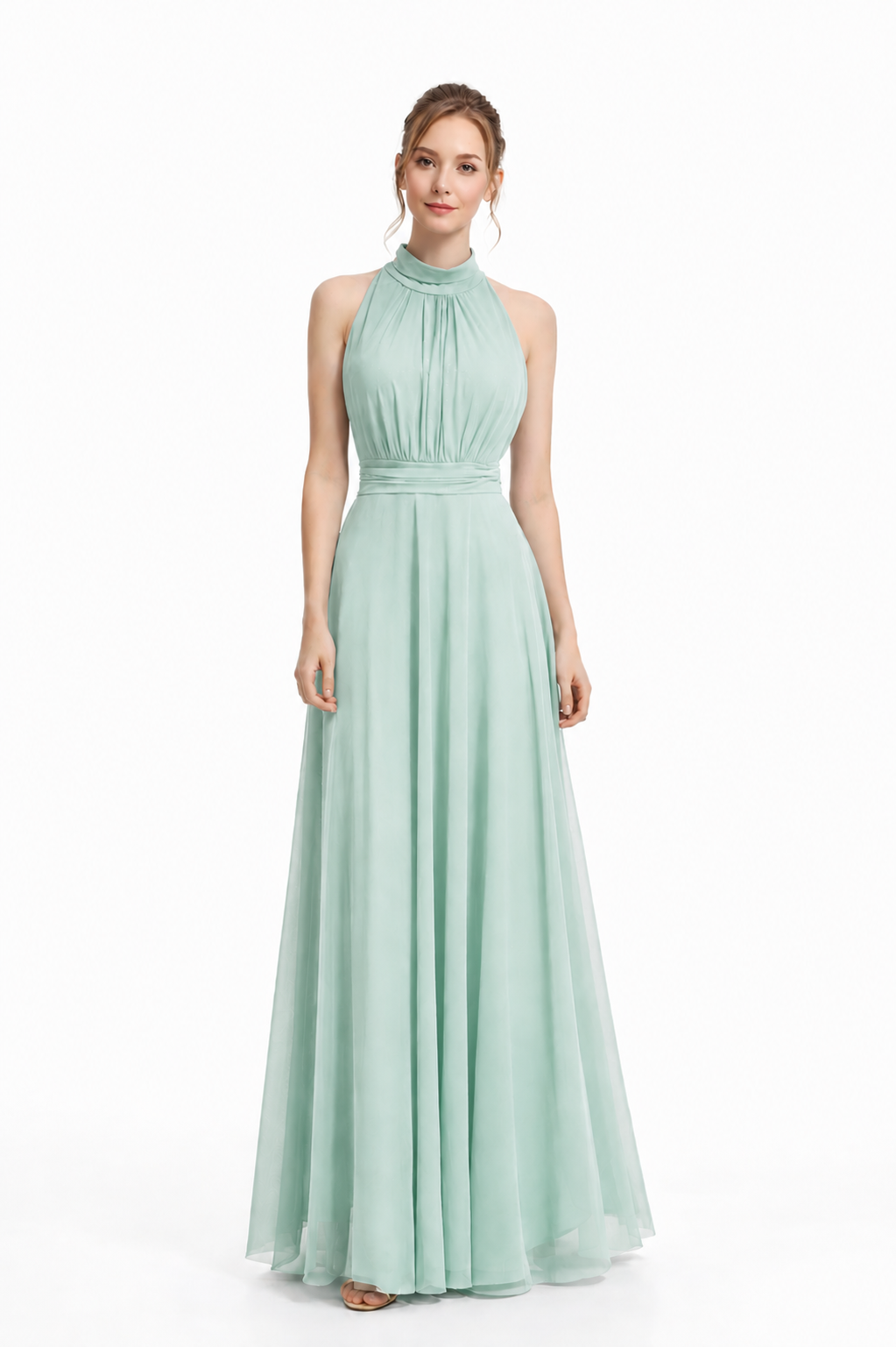 Midnight Grace Halter Glitter Maxi Gown – Elegant Open Back Evening Dress 
20037(N)