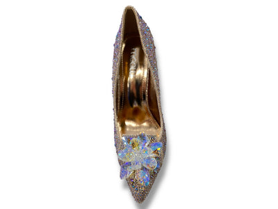Glinsterende Luxe Hakken met Strass en Bloemdecoratie EG1640B