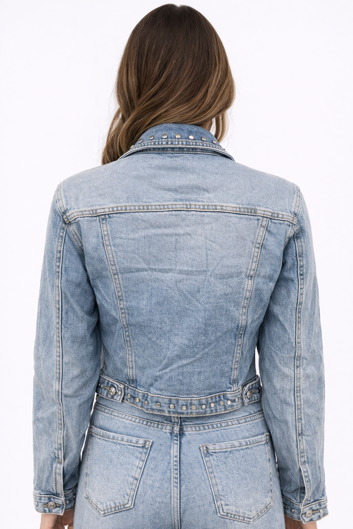 Studs Denim Jacket – Light Blue FOLYROSE Y5519