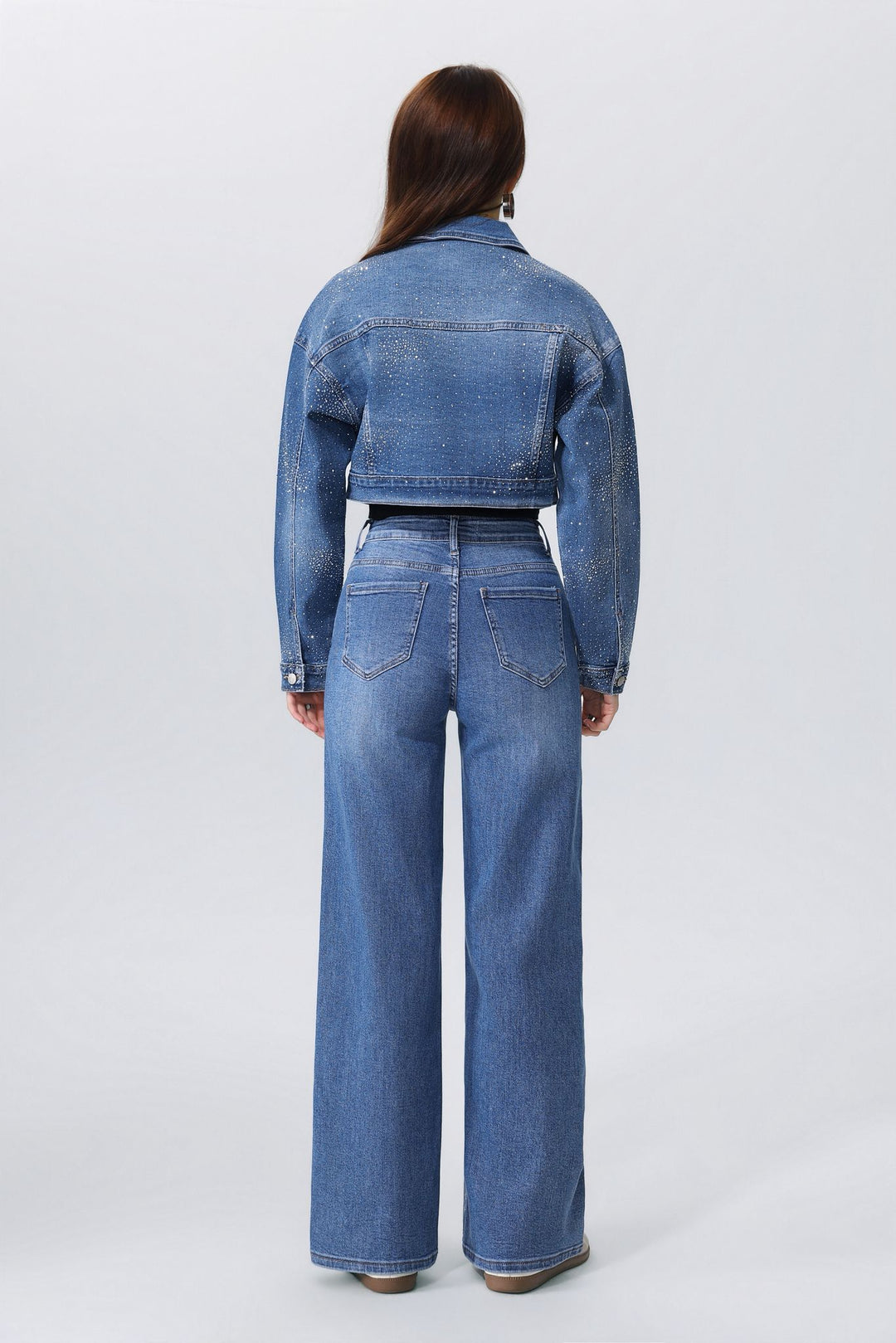 Moonlight Sparkle Cropped Denim Jacket HelloMiss HM8638
