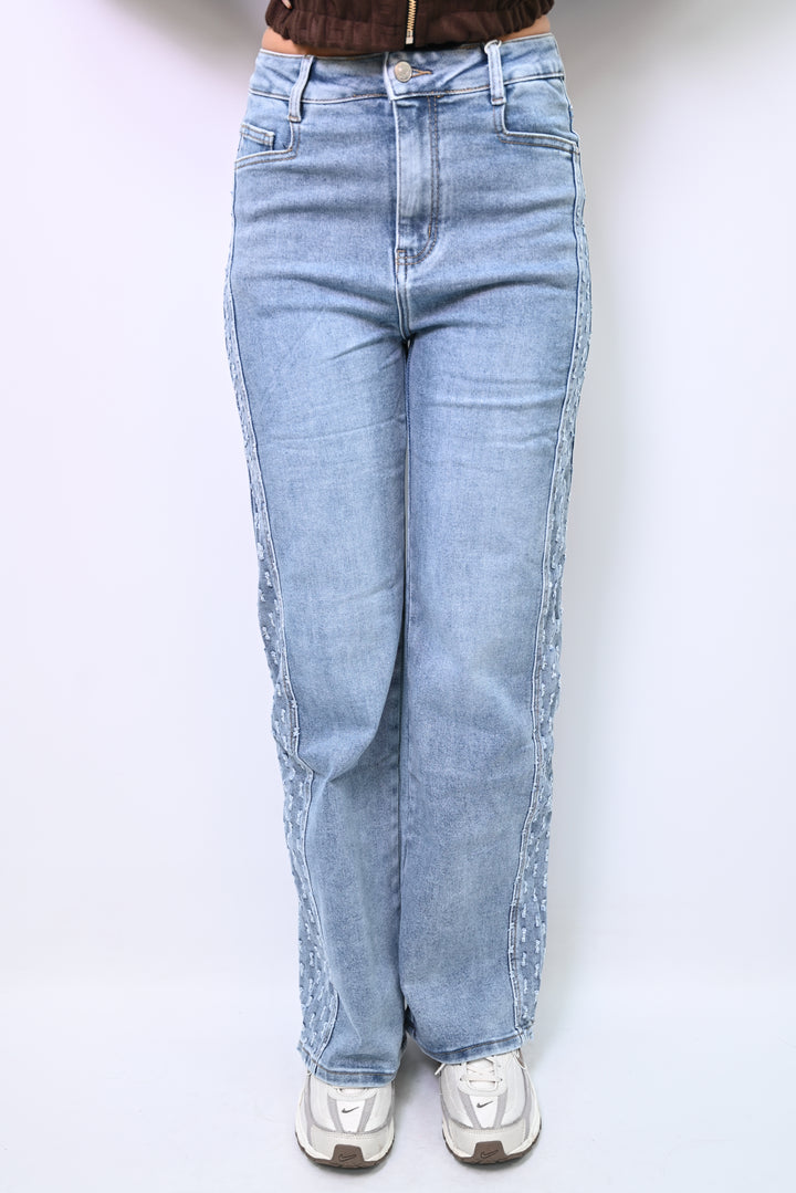 Azure Bloom Side-Stripe Jeans Wideleg HelloMiss H953-3