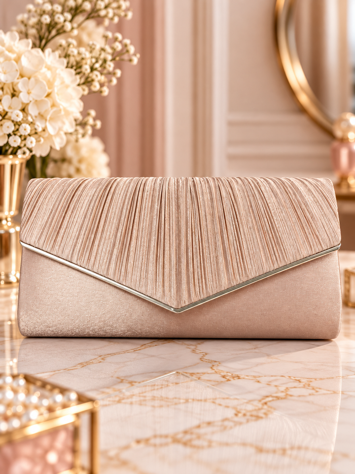 Élise Pleated Envelope Clutch – Champagne Nude XX3498