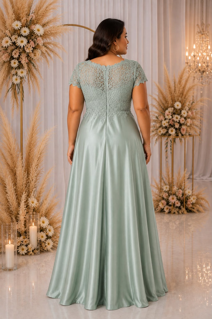 Celeste Lace Satin Gown – Curve Collection 9435