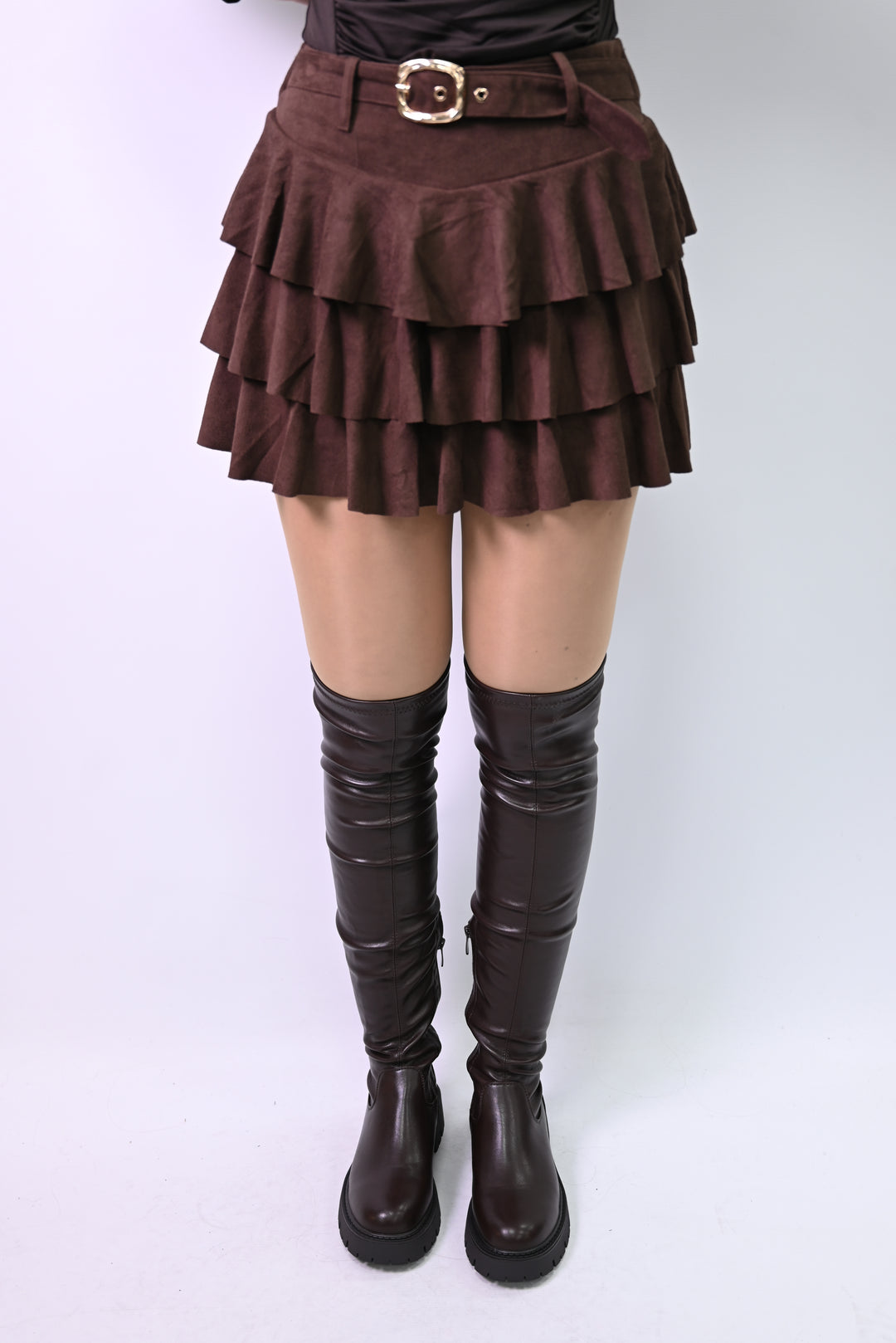 Rok suède Brume de Café M7289