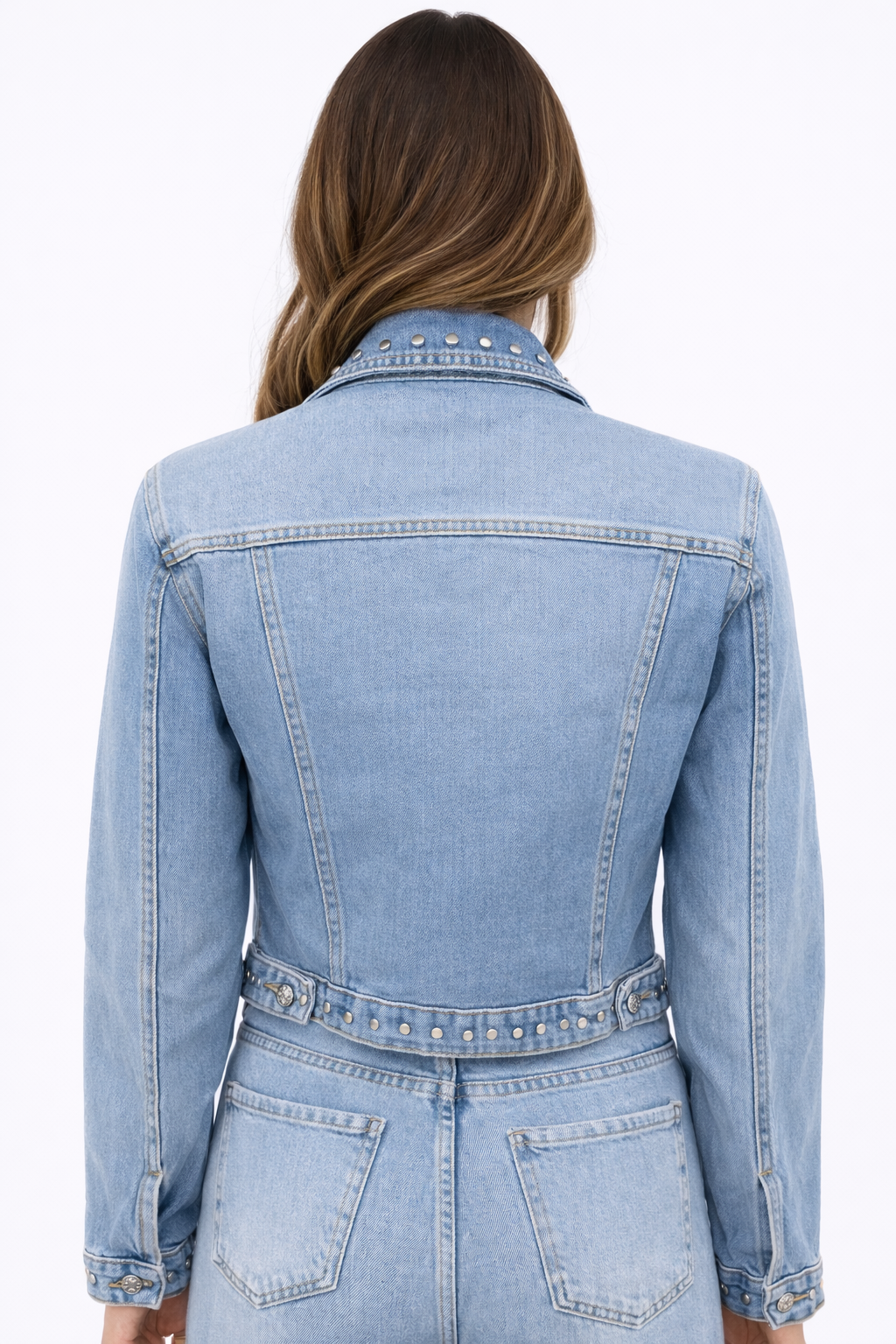 Studs Denim Jacket – Light Blue FOLYROSE Y5519