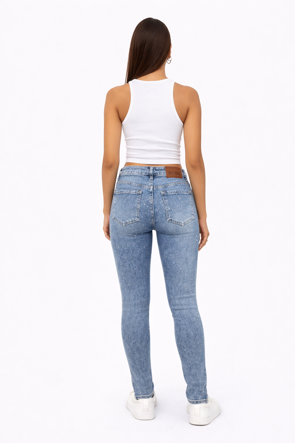ICONIC Crystal Sparkle High-Waist Skinny Jeans MF-108
