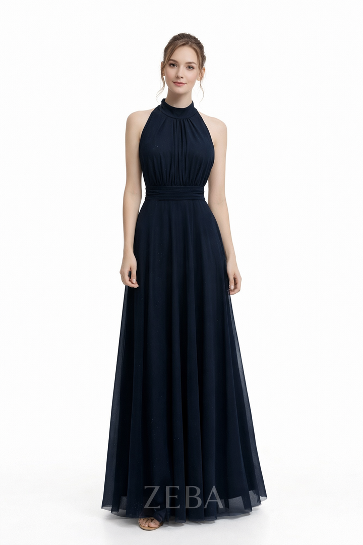 Midnight Grace Halter Glitter Maxi Gown – Elegant Open Back Evening Dress 20037