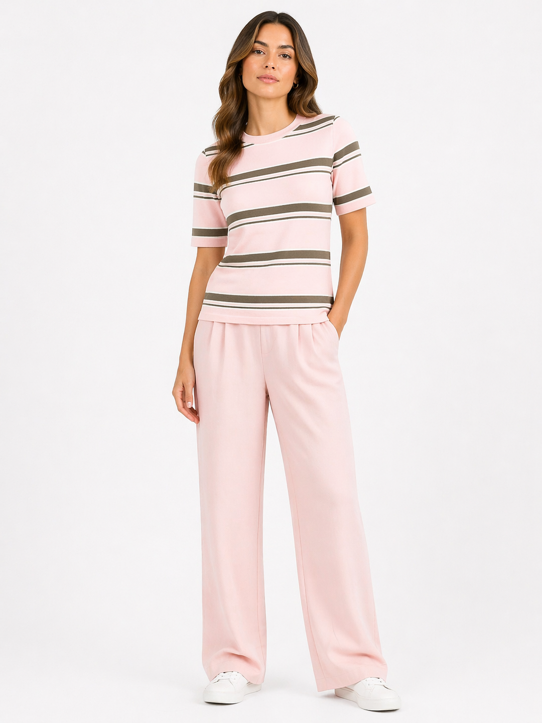Essential Striped Top – Stretch Basic met Korte Mouw CH9591