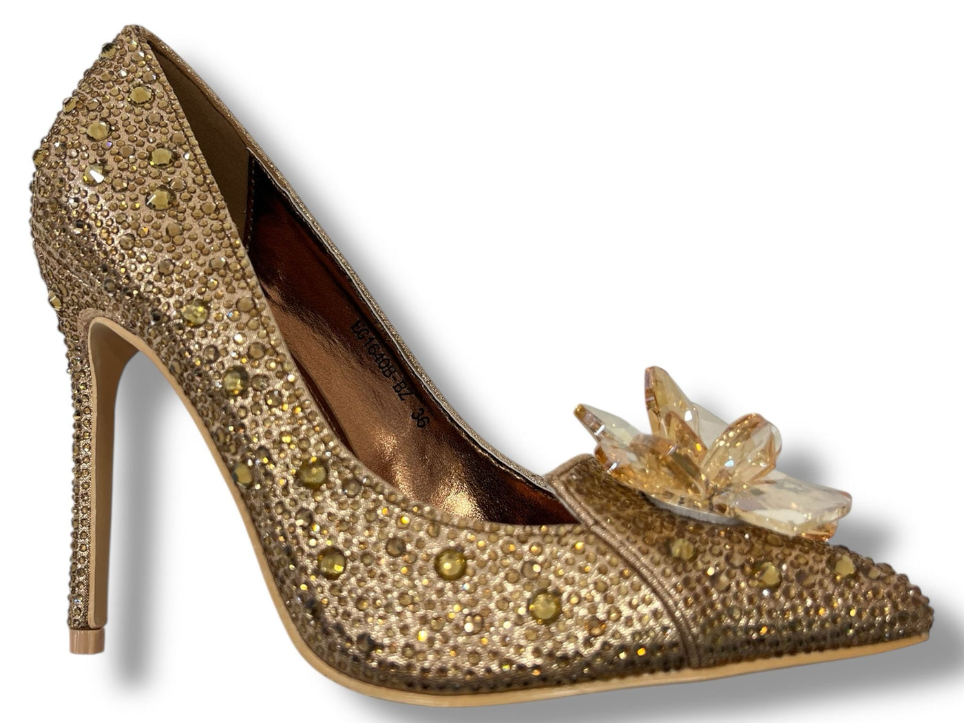 Glinsterende Luxe Hakken met Strass en Bloemdecoratie EG1640B