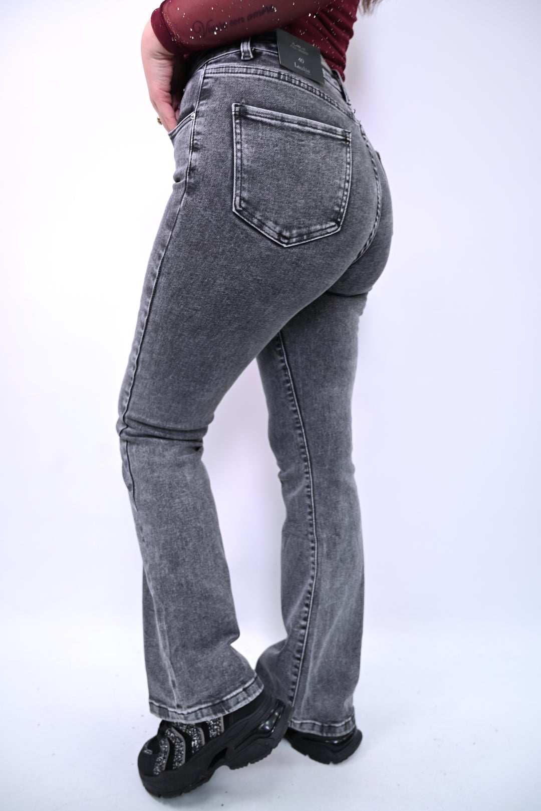 Vintage Grey Slim-Flare Jeans T6267-3