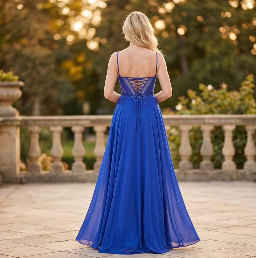 Celeste Glam Cape Evening Gown – Royal Blue, Blush Pink, Baby Blue & Ruby Red 0041