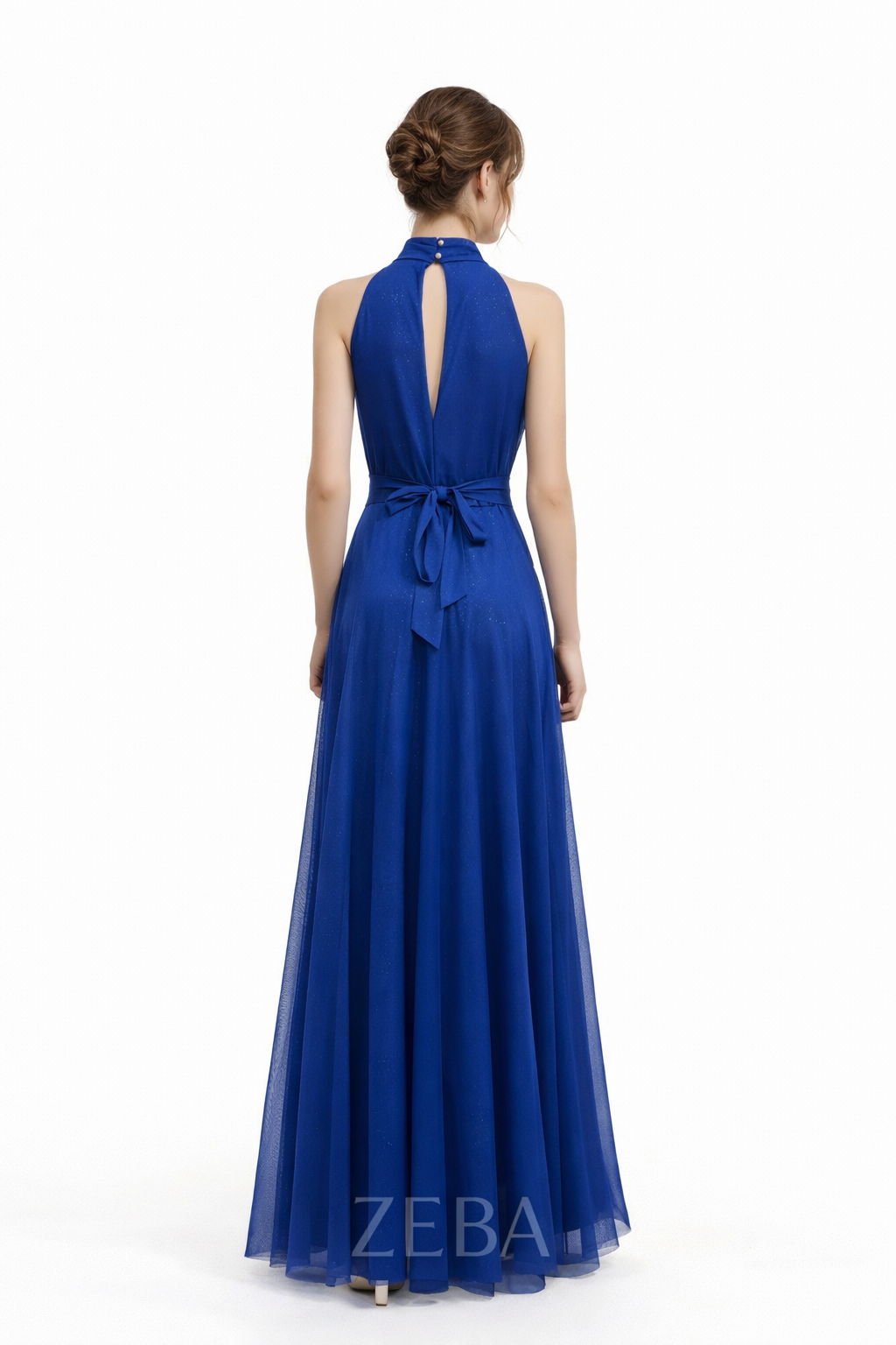 Midnight Grace Halter Glitter Maxi Gown – Elegant Open Back Evening Dress 20037