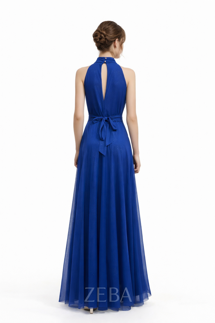 Midnight Grace Halter Glitter Maxi Gown – Elegant Open Back Evening Dress 20037