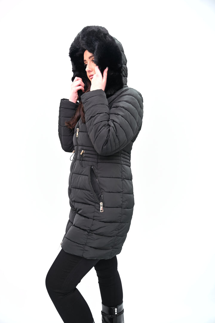 Minuit Nord – Gewatteerde Winterjas met Bontkraag F2009-1