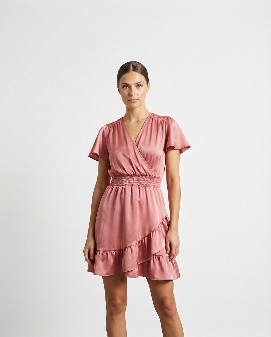 Noir Élan – Zwarte Wrapjurk met Ruches M2011