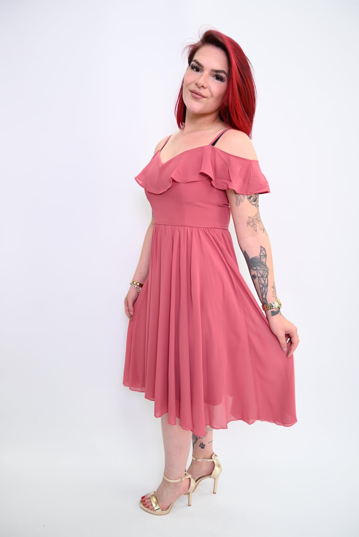 Stijlvolle jurk met ruffle-accent M-8899