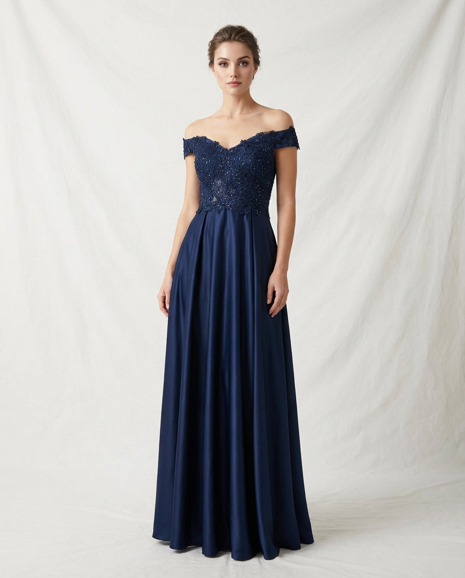 Bleu Minuit – Off-Shoulder Galajurk in Royalblauw 9259