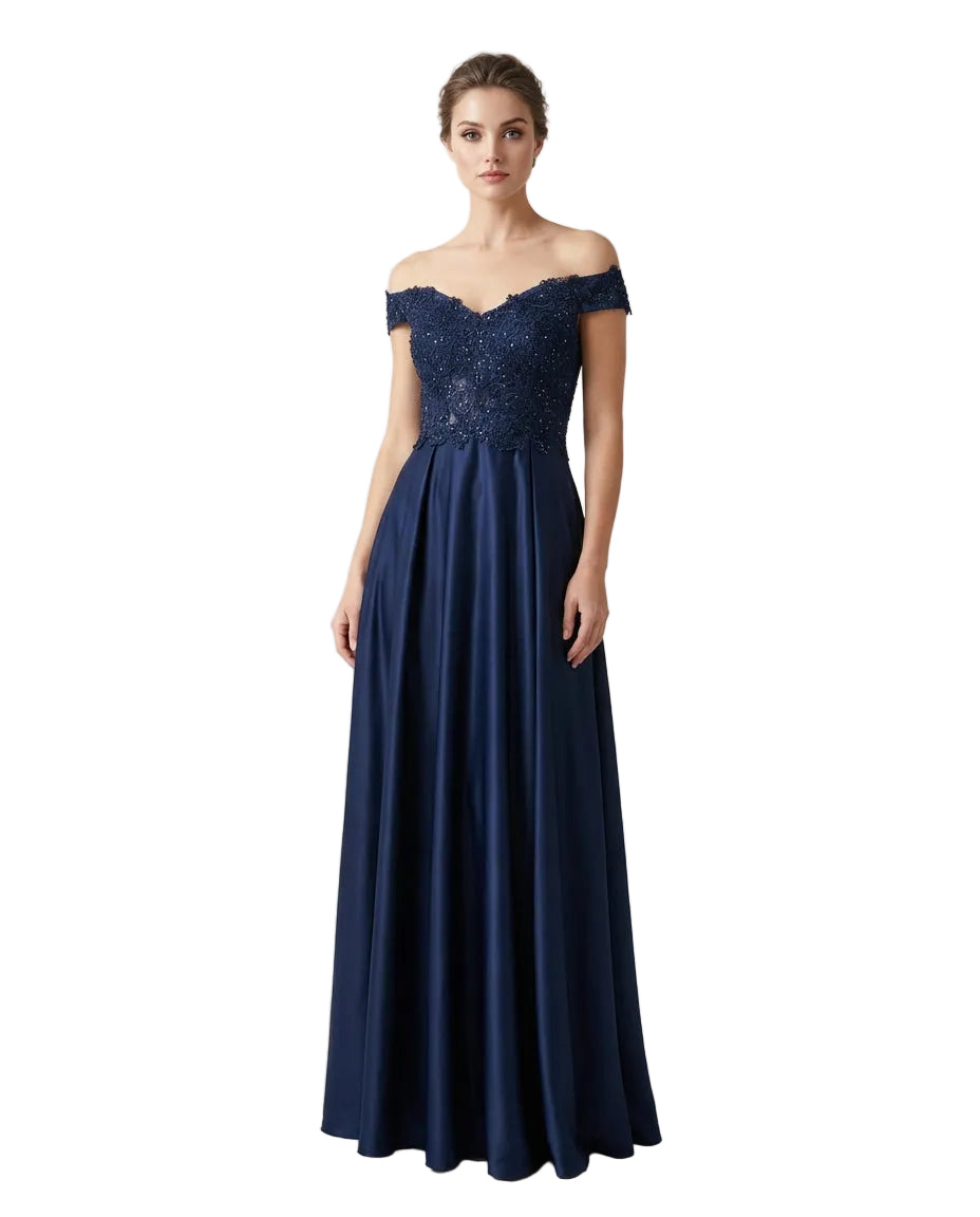 Bleu Minuit – Off-Shoulder Galajurk in Royalblauw 9259