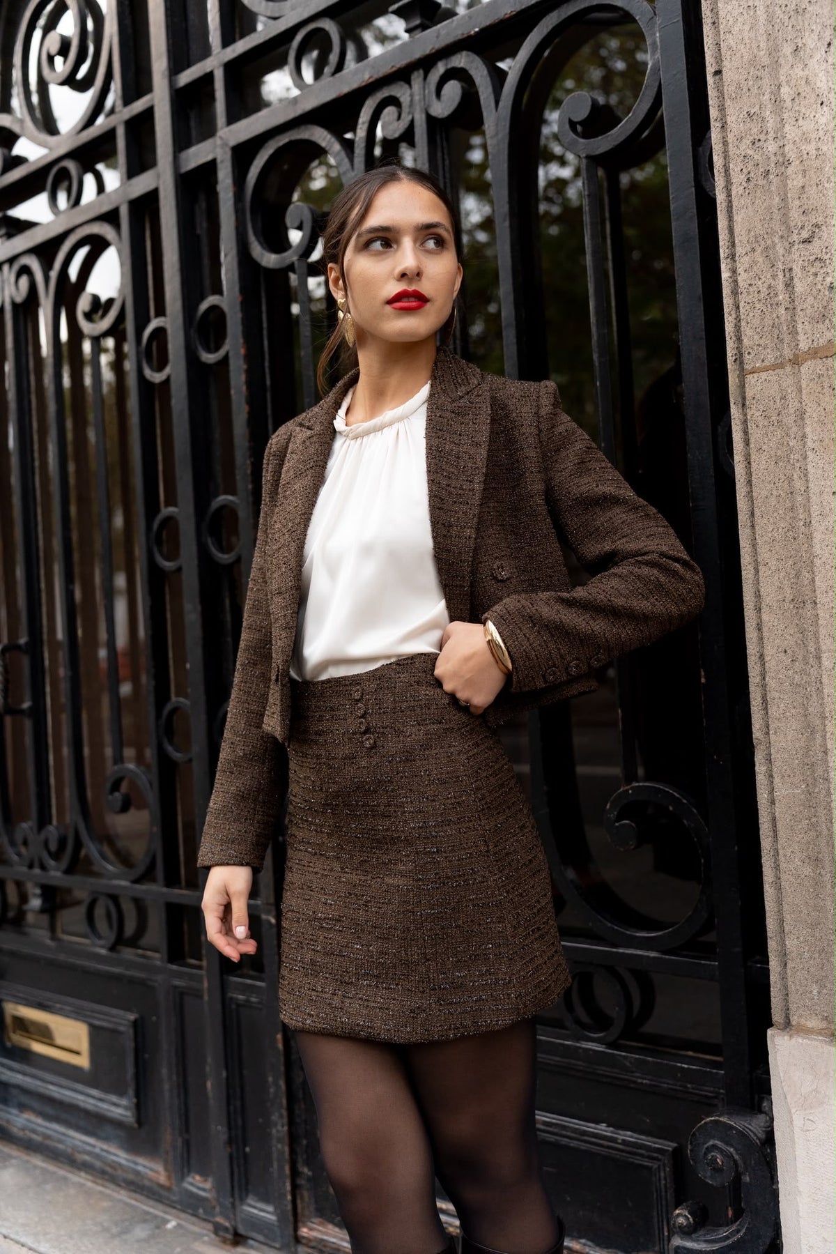 Elegant Tweed Cropped Blazer V324