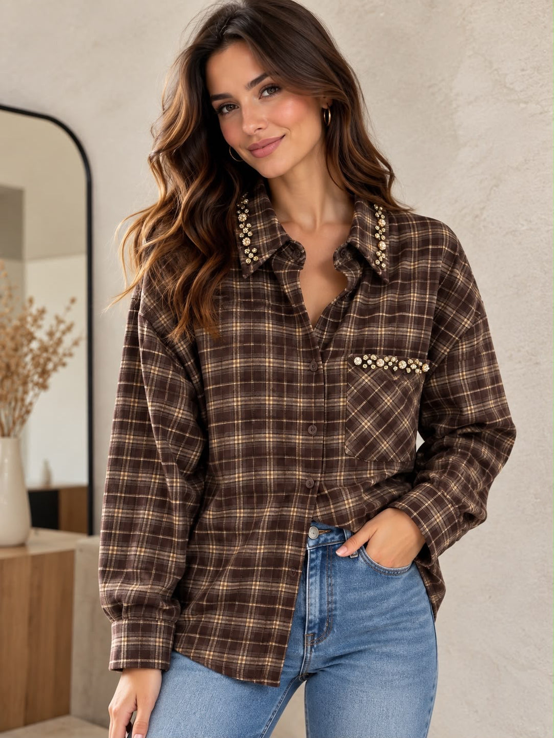 Chic Check Pearl Shirt EN155