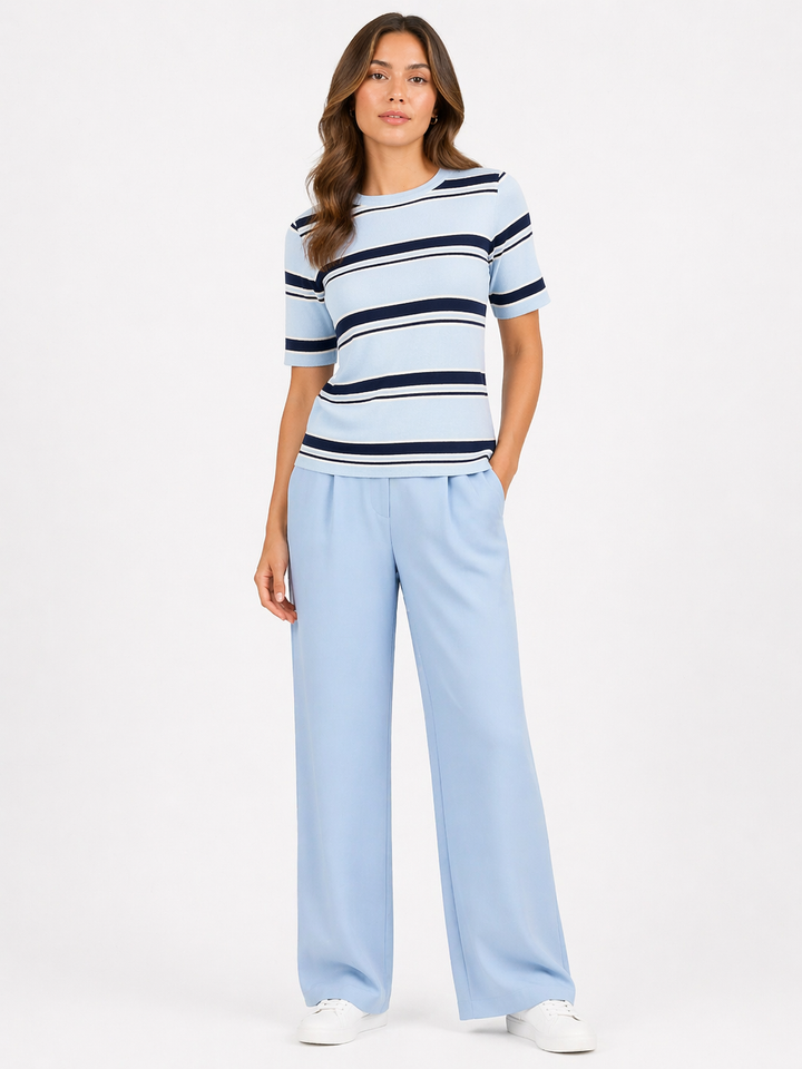 Essential Striped Top – Stretch Basic met Korte Mouw CH9591