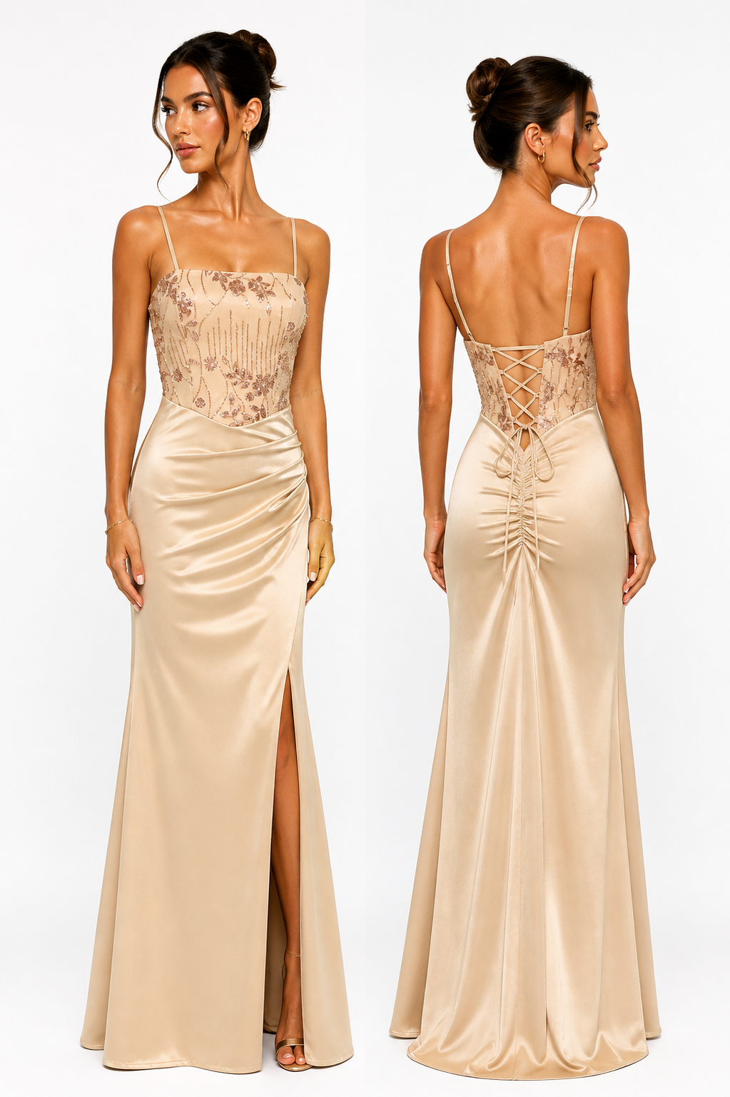 Midnight Lace Satin Dress – Luxe Corset Edition 6518