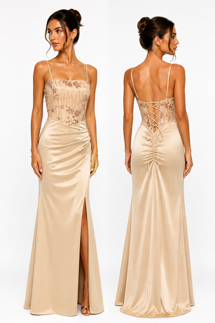 Midnight Lace Satin Dress – Luxe Corset Edition 6518