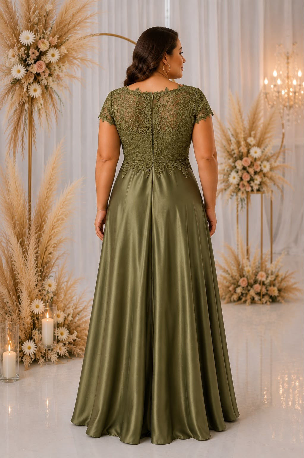 Celeste Lace Satin Gown – Curve Collection 9435