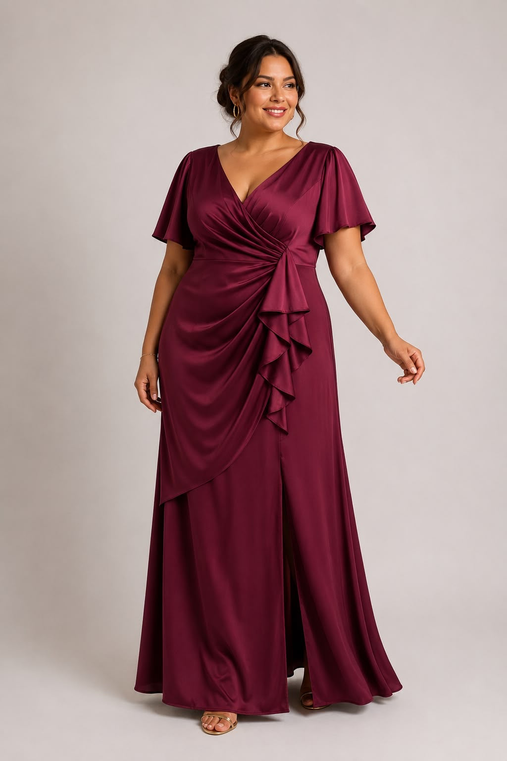 Graceful Elegance – Plus Size Satijnen Galajurk R1855