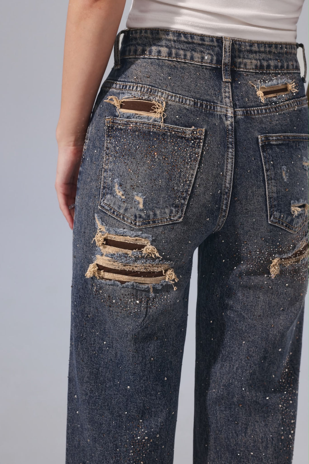 Celeste Rhinestone Wide Leg Jeans Sarah John ST1130