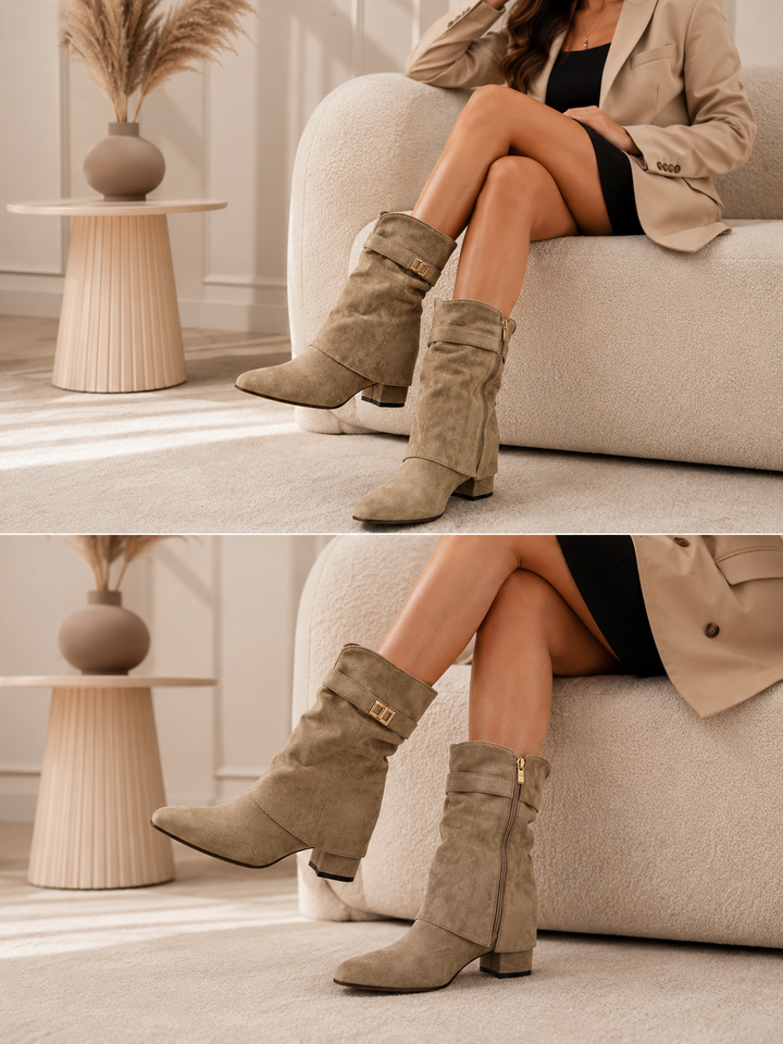 Elara Suede Buckle Boots LA3116