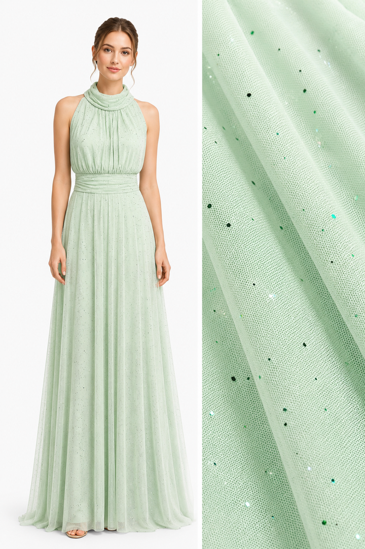 Midnight Grace Halter Glitter Maxi Gown – Elegant Open Back Evening Dress 20037