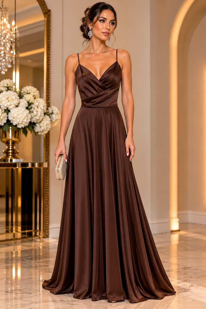 Serena Satin Wrap Gown V6871