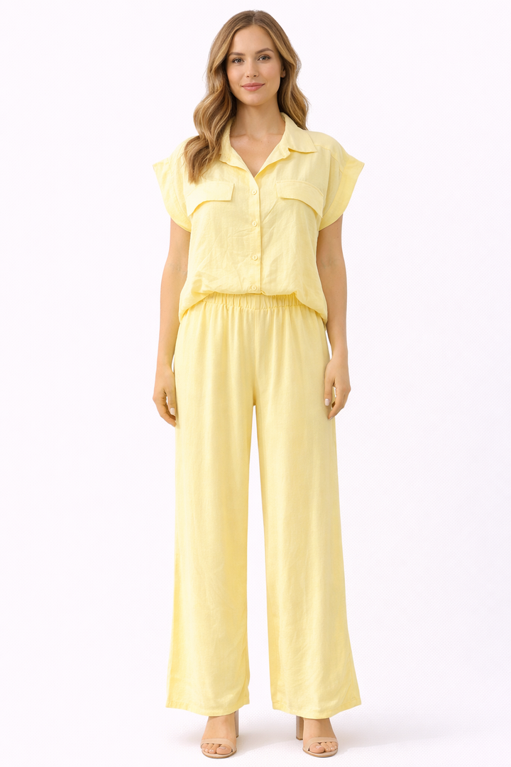 Elegante 2-Delige Set – Knoop Blouse & Wide Leg Broek 51052
