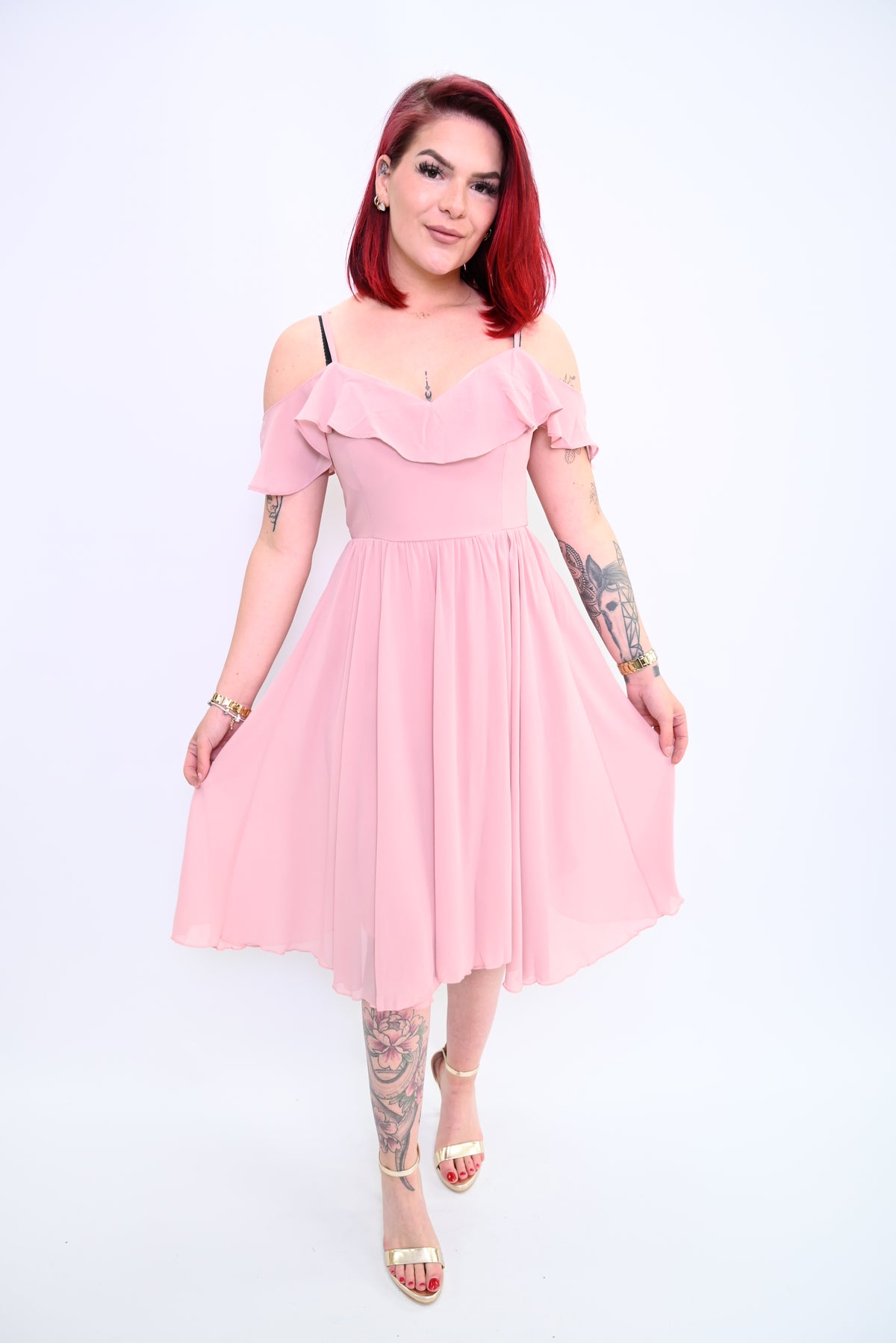 Stijlvolle jurk met ruffle-accent M-8899