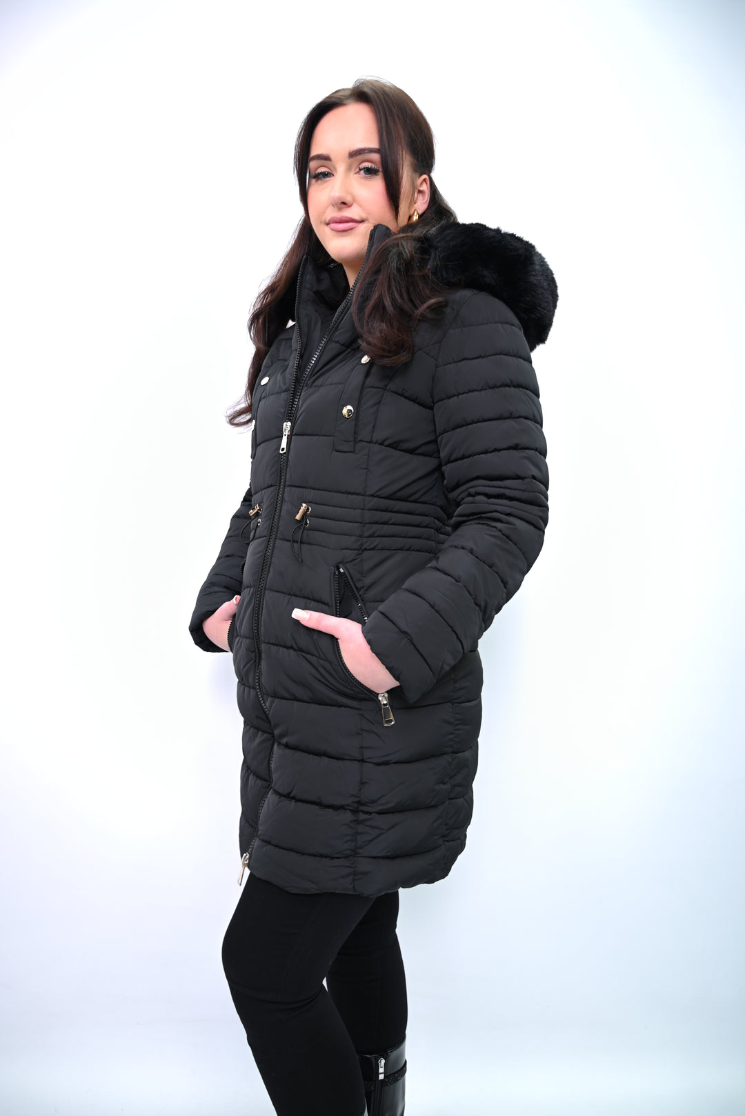 Minuit Nord – Gewatteerde Winterjas met Bontkraag F2009-1