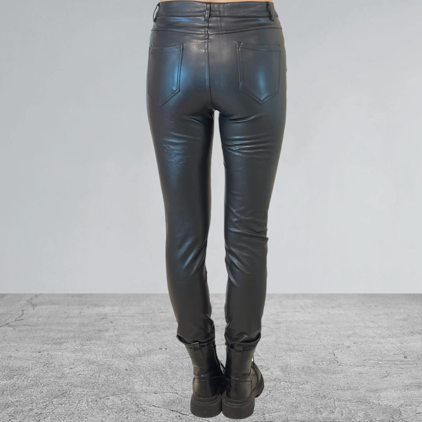 Norfy leatherlook jeans Black VS19070-1-1