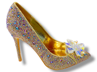Glinsterende Luxe Hakken met Strass en Bloemdecoratie EG1640B