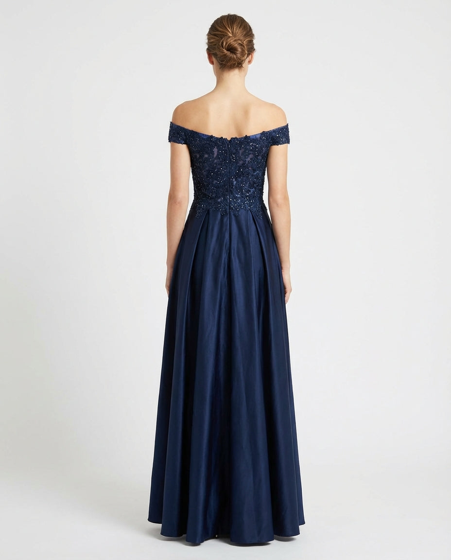 Bleu Minuit – Off-Shoulder Galajurk in Royalblauw 9259