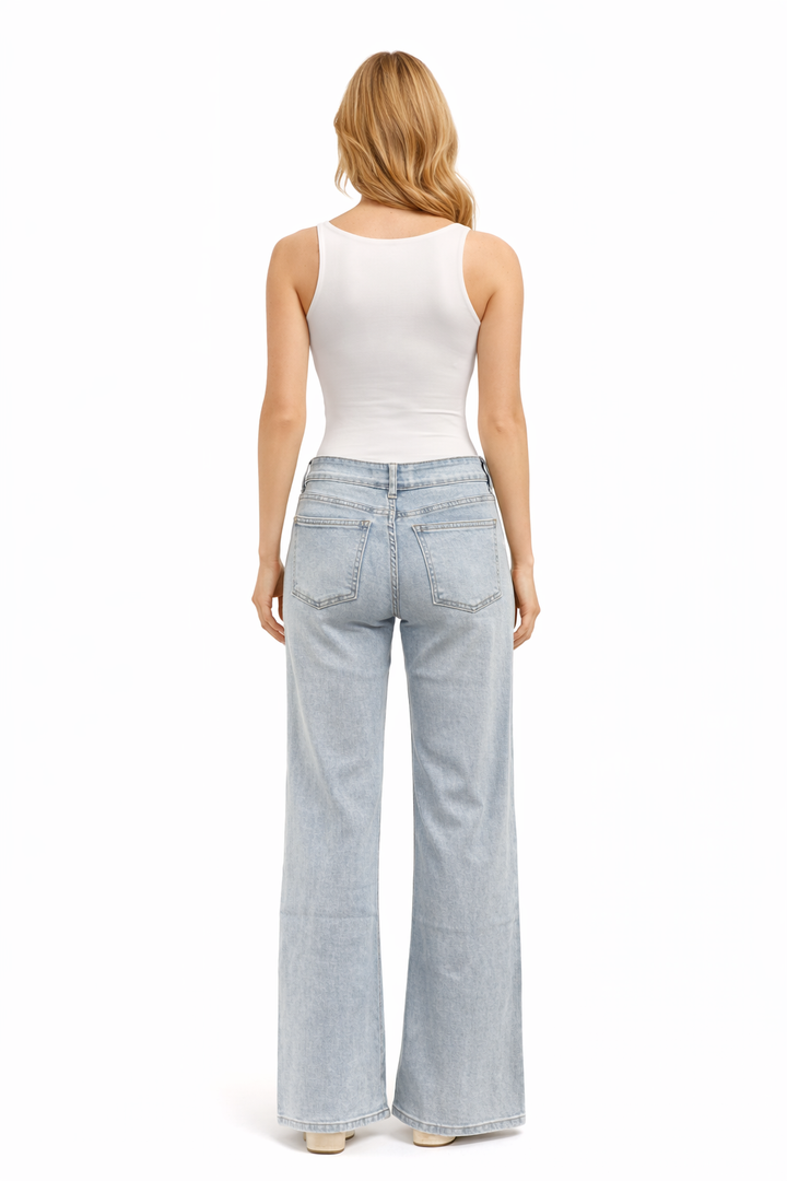 Light Blue Low Waist Wide Leg Jeans VSMISS 9384