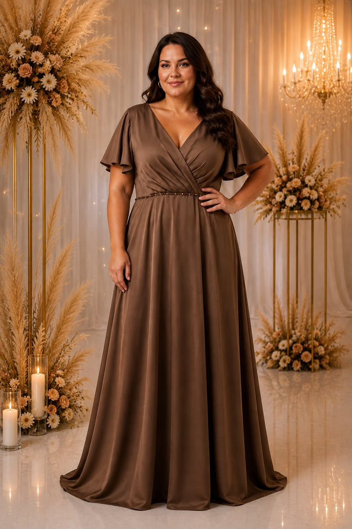 Amara Satin Evening Gown – Curve Collection R8331G