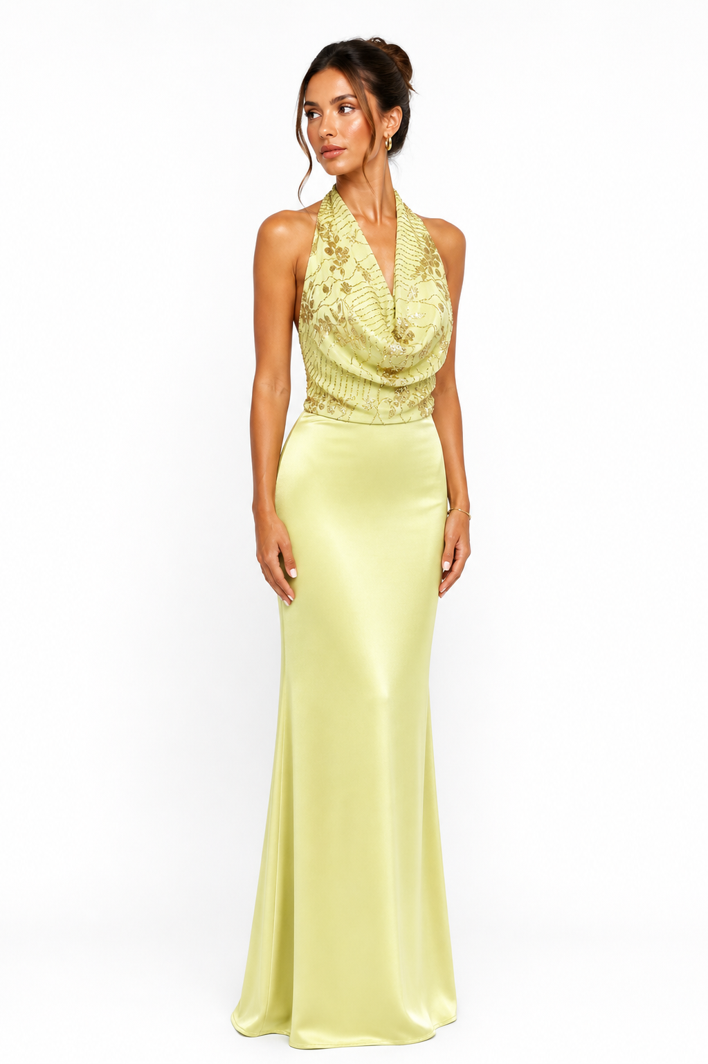 Luxe Halter Glamour Jurk – Satin & Sequin Elegance 6561