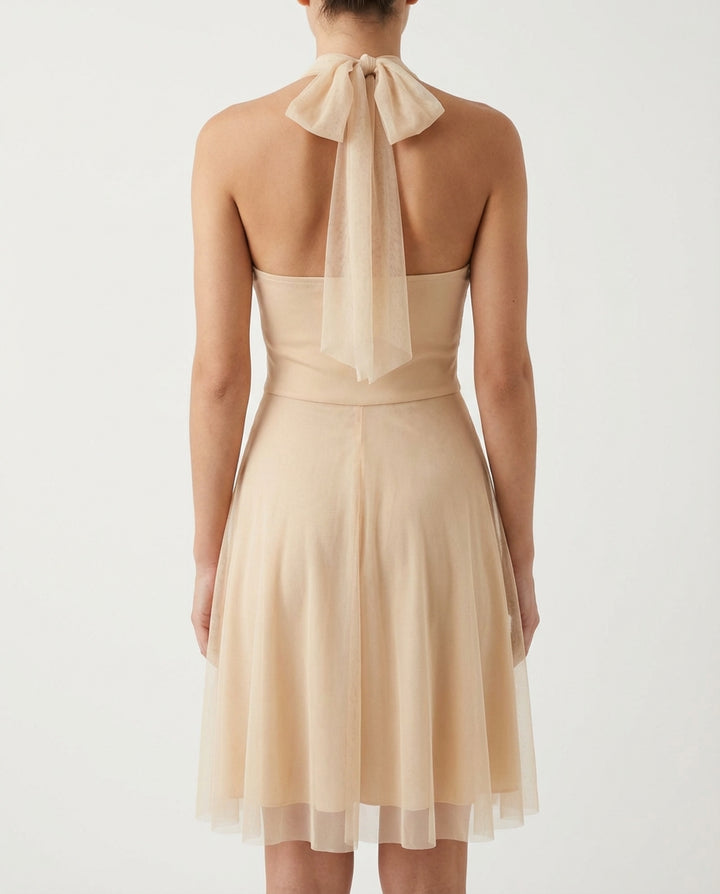 Vert Velours – Halterjurk met Plissé 3444