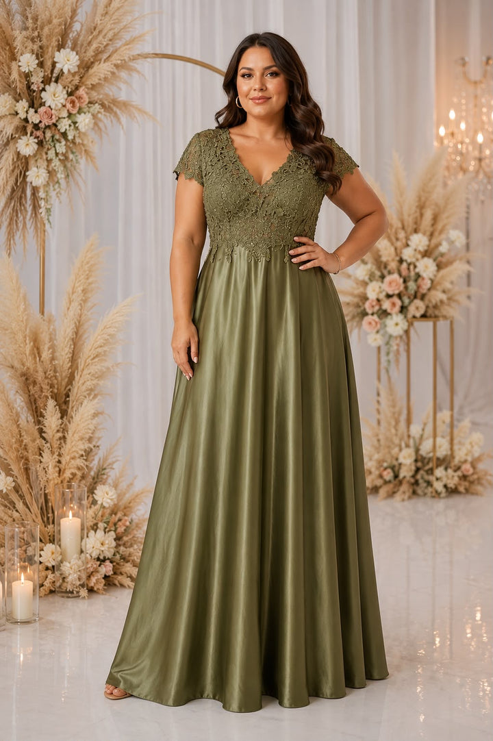 Celeste Lace Satin Gown – Curve Collection 9435