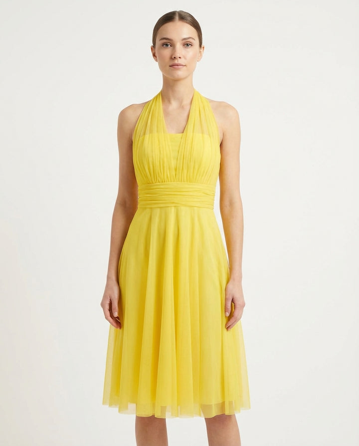 Vert Velours – Halterjurk met Plissé 3444