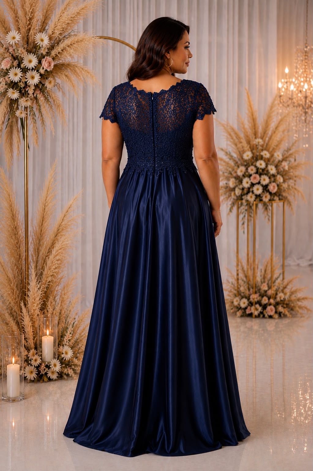 Celeste Lace Satin Gown – Curve Collection 9435