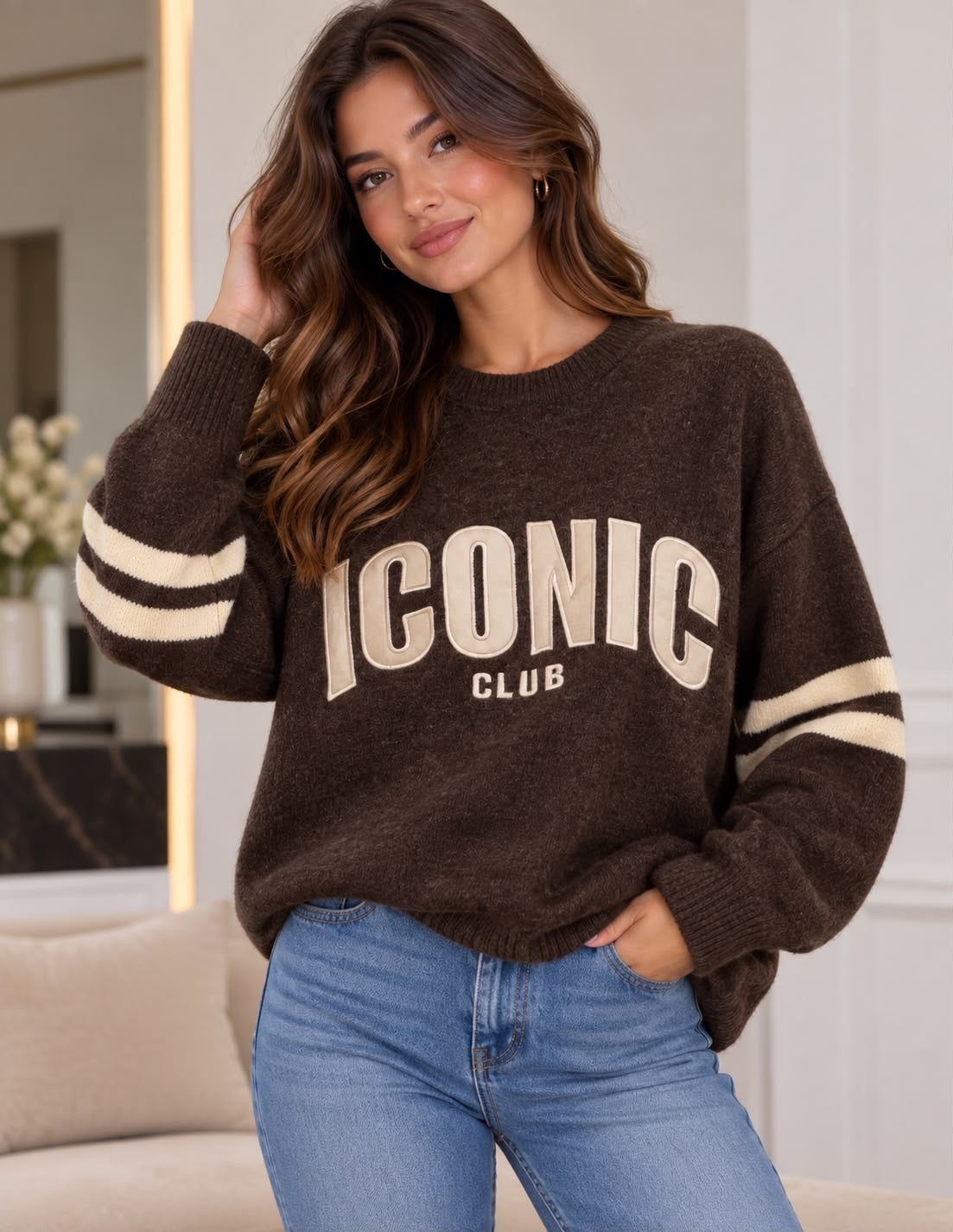 Iconic Club – Luxe Striped Knit Sweater AM1495